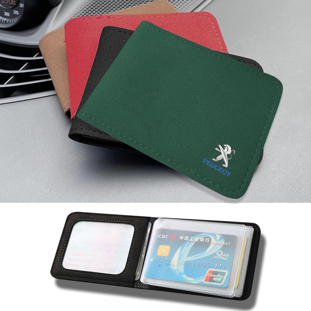 

Car Driver License Holder Leather Credit Bank ID Card Bag For Peugeot 206 307 308 3008 207 208 407 508 107 106 205 301 2008 5008