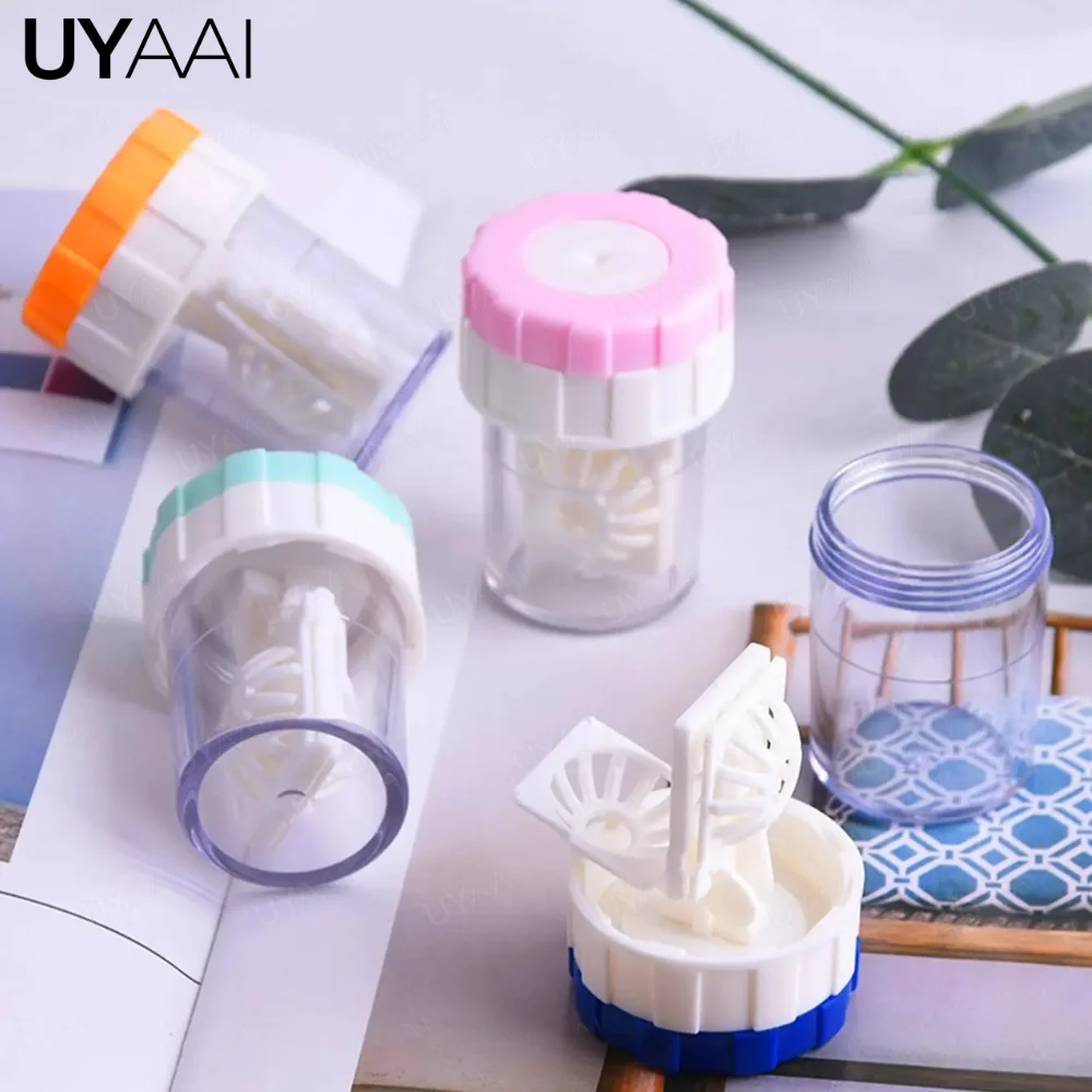 UYAAI 1PC Contact Lenses Cleaner Device Manually Portable Contact Lens Beauty Pupil Storage Cleaning Container Tools