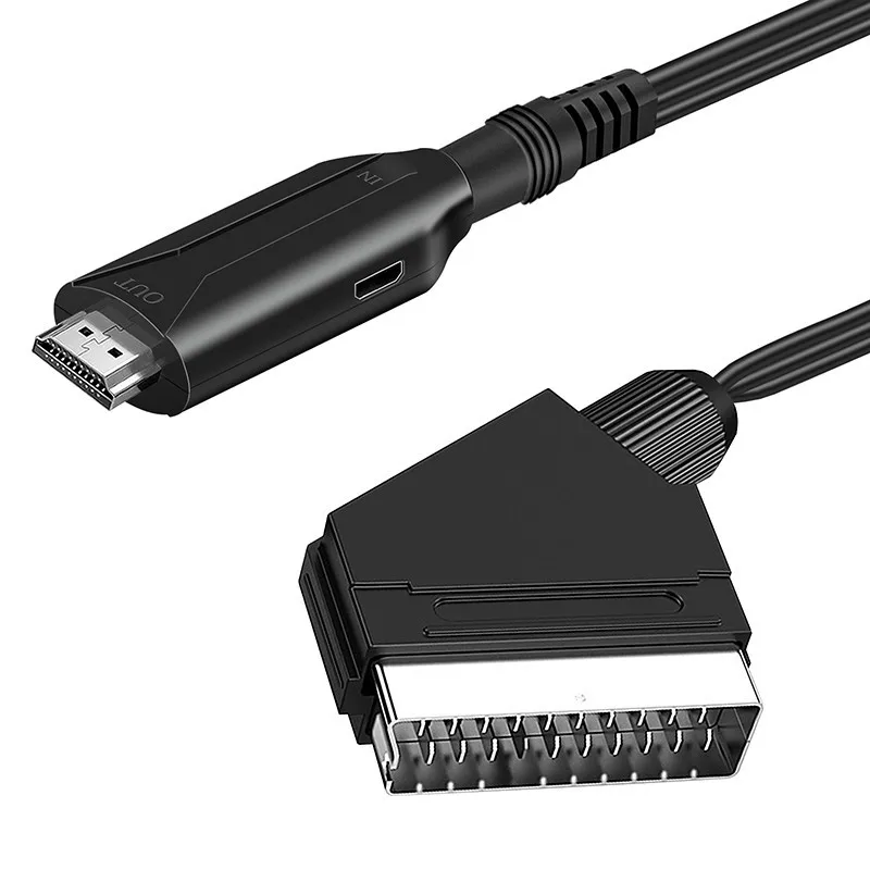 HD 1080p HDMI-Compatible to Scart Converter Scart to HDMI-Compatible Input Output Audio Video Cable Adapter for HDTV/DVD