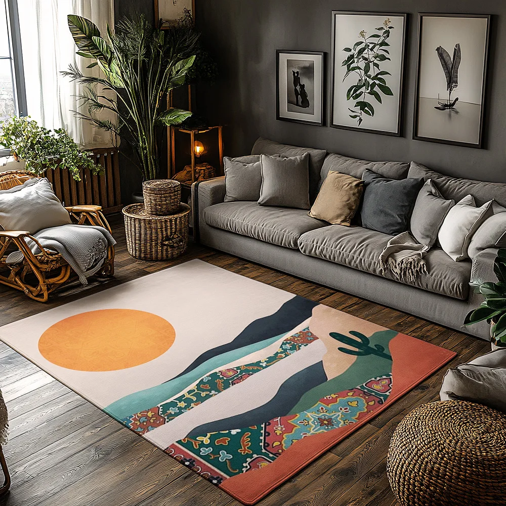

Богемный ковер для дома и улицы, современный абстрактный геометрический узор, домашний декор, напольный коврик для гостиной, моющийся, нескользящий