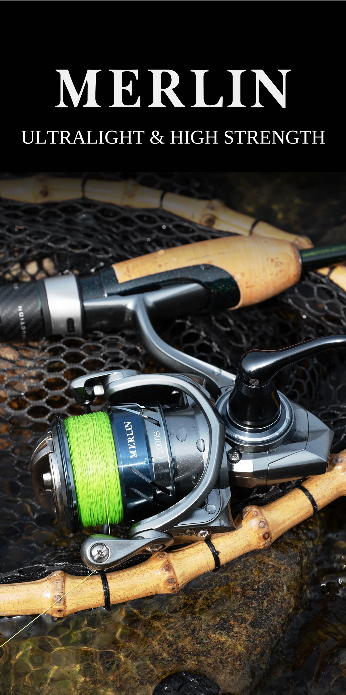 TSURINOYA METAL Spinnrolle MERLIN 1000 C2000S 165g Baitcast-Rolle ULTRALEICHT & VIELSEITIG Salzwasser-Bass-Hechtrolle – Detail 16