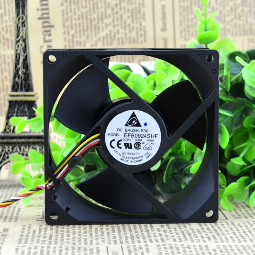 92mm Fan for Delta EFB0924SHF 92mm 24V 0.38A 3-Wire Axial Cooling Fan for Inverters, Servers, and Electronics