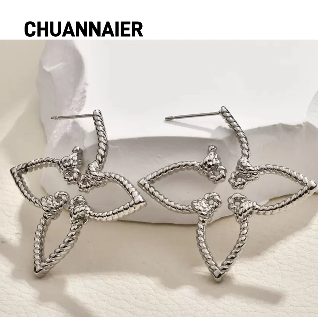 

Hot-selling French lace knot earring, European and American exaggerated, high-end, luxurious, golden earring