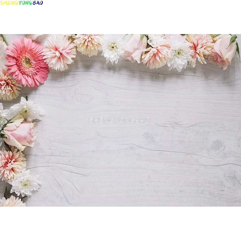 Vinyl Custom Photography Backdrops Props Flower  Wooden floor  Photo Studio Background ZLDT-17
