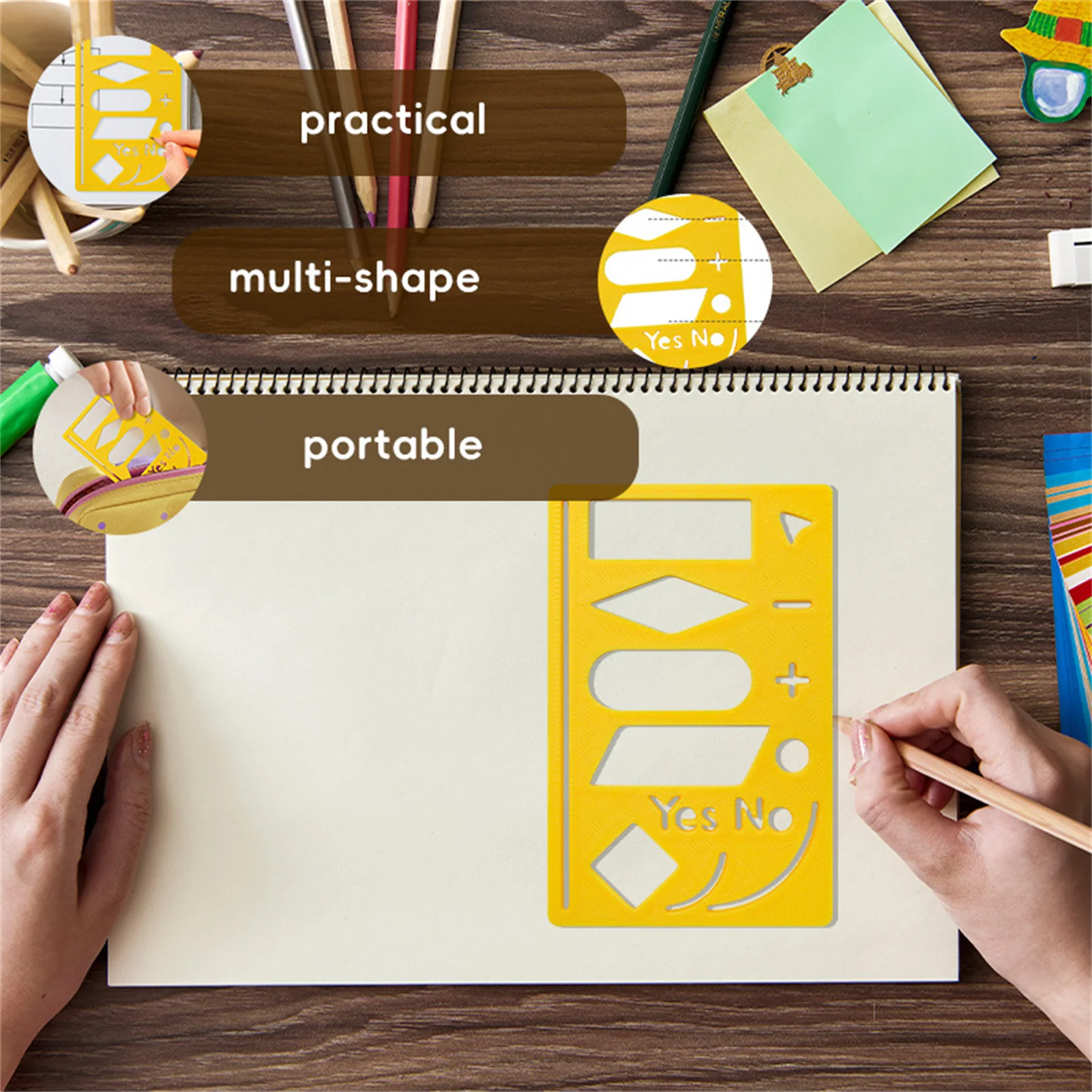 قالب مخطط التدفق استنسل مخطط التدفق قالب سجل القصاصات استنسل مع مسطرة قياس لبطاقات القصاصات اليدوية ذاتية الصنع