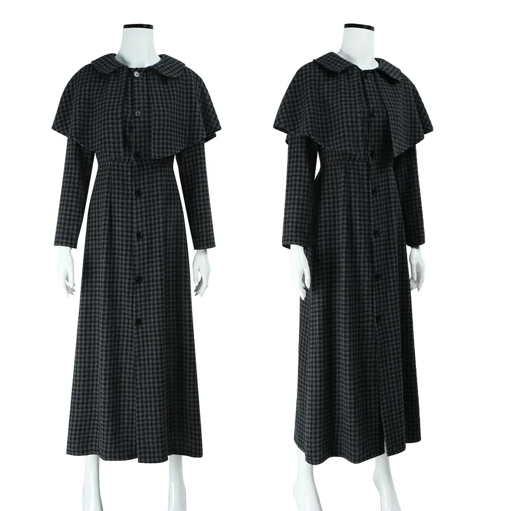

Wednesday Season 2 Addams Cosplay Costume Fashion Vintage Woolen Coat Gothic Lolita Mittwoch Role Play Overcoat Halloween Party