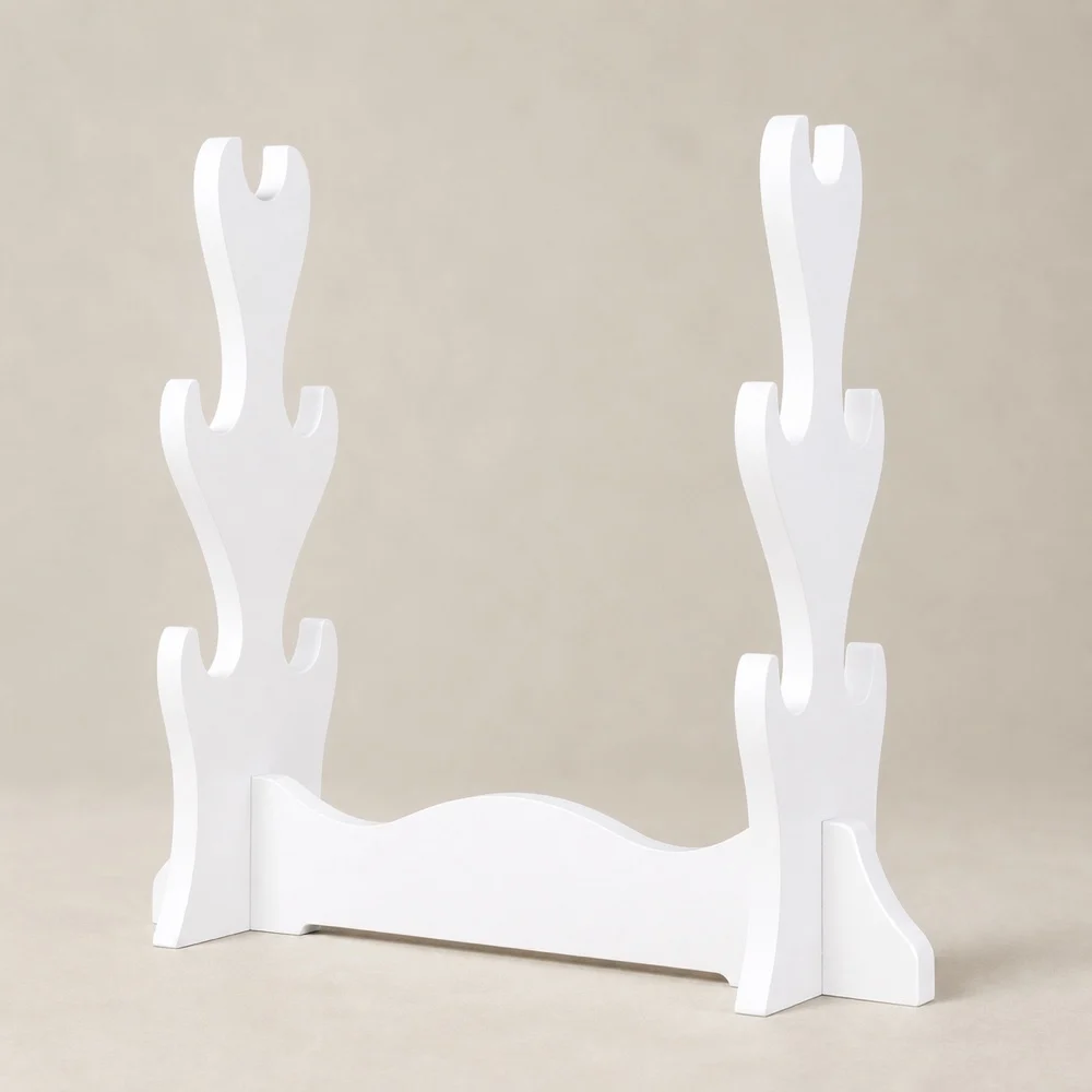 White Desktop Multi Tier Display Stand Rack Wooden Holder for Home Decor Collectibles Small Instruments Accessories and Organize