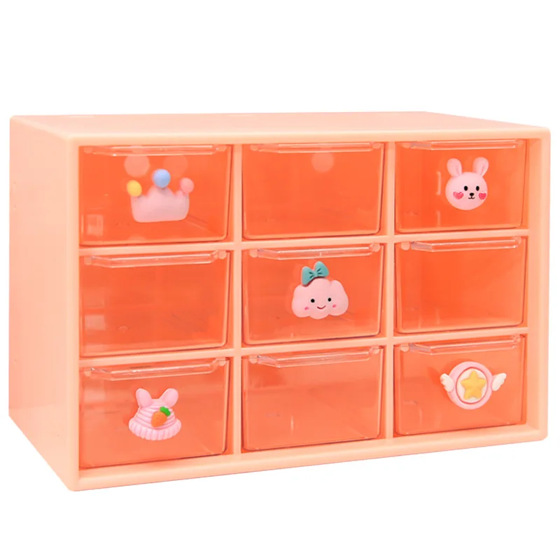 Girl Heart Ins Jiugongge Drawer Storage Box Student Dormitory Desktop Stationery Small Accessories Sundries Storage Box