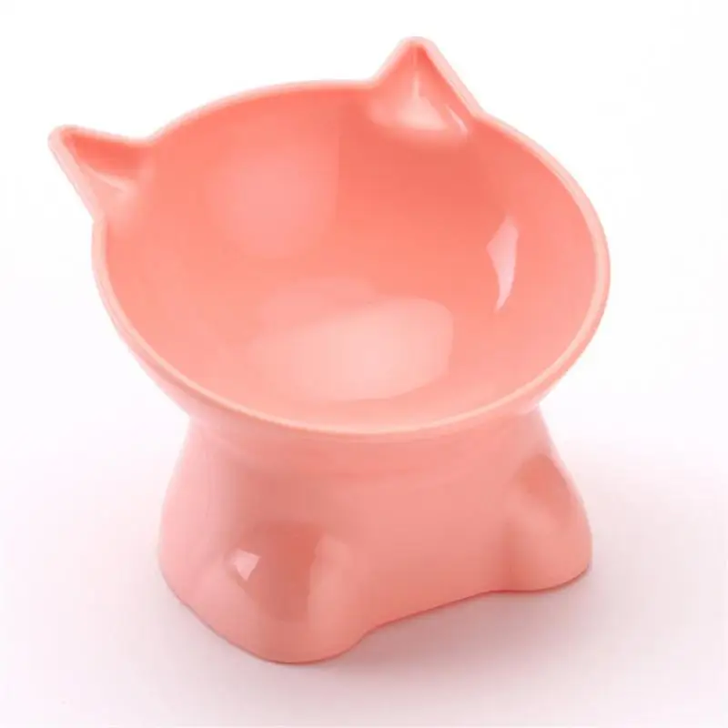 Pet Bowl Large Capacity Oblique Mouth Cute Cat Shape High Foot Neck Protector Cat Dog Food Dispenser Pet Feeder Pet Supplies