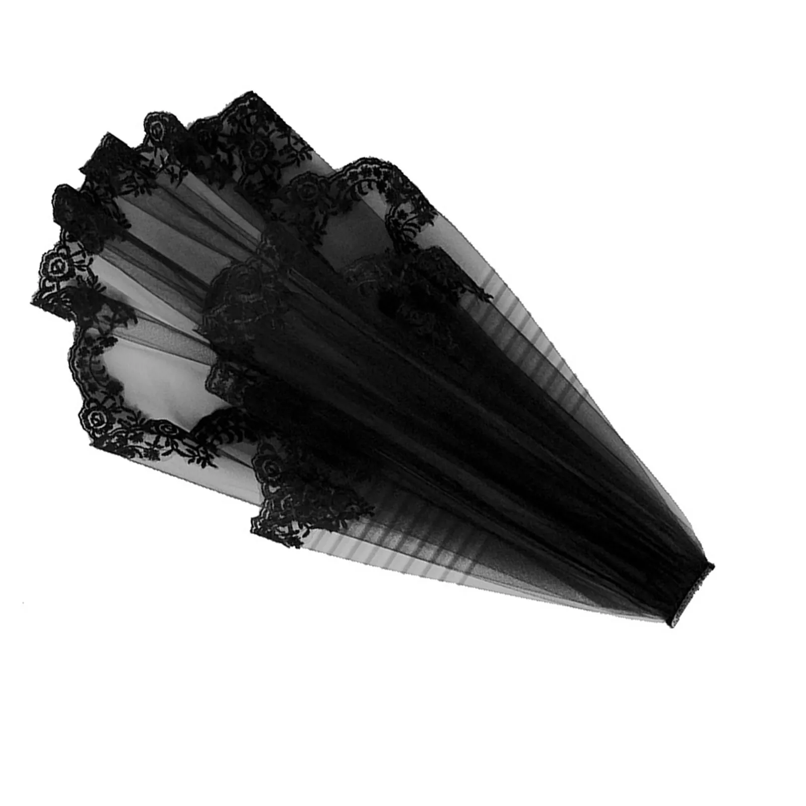 Black Short Lace Veil for Women Lightweight Polyester Material Elegant Delicate Design Secure Comb Fit Versatile Use Halloween