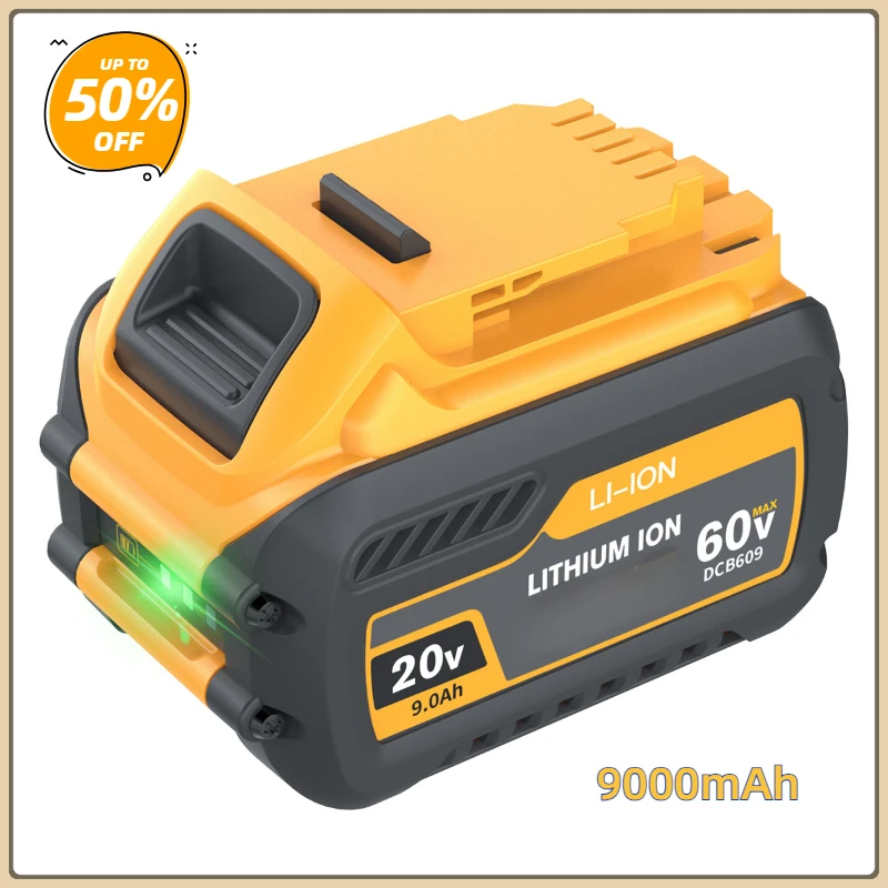 

For Dewalt 20V Battery DCB609 Replacement Li-ion Power Tool Battery For Dewalt Batteries With LED Lamp