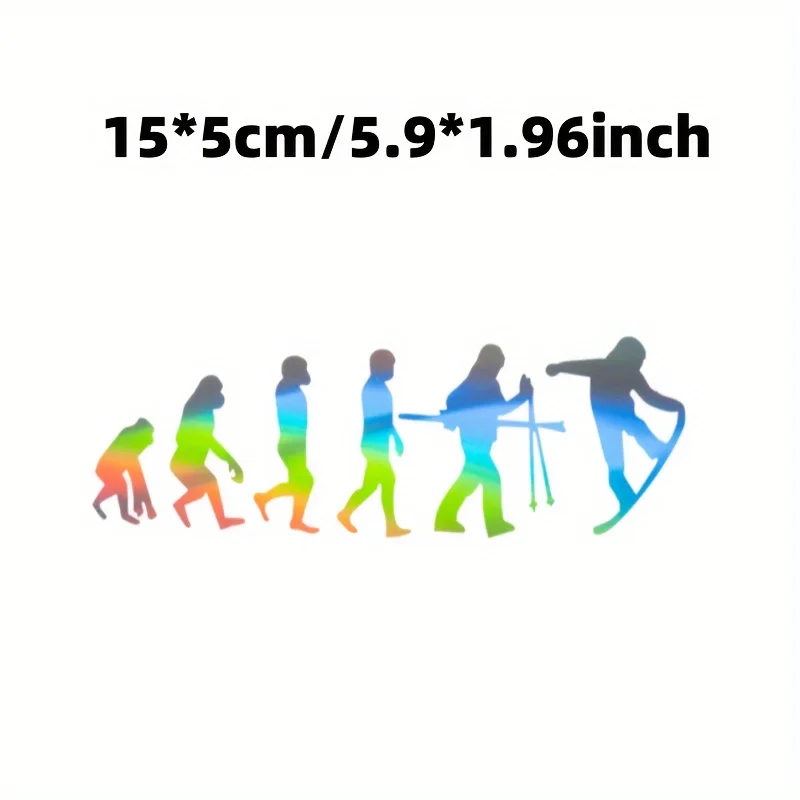 1pc Snowboarding Evolution 2D Flat Waterproof Vinyl Sticker, 1pc Durable Anti-Scratch Decal for Car & Motorcycle Helmet