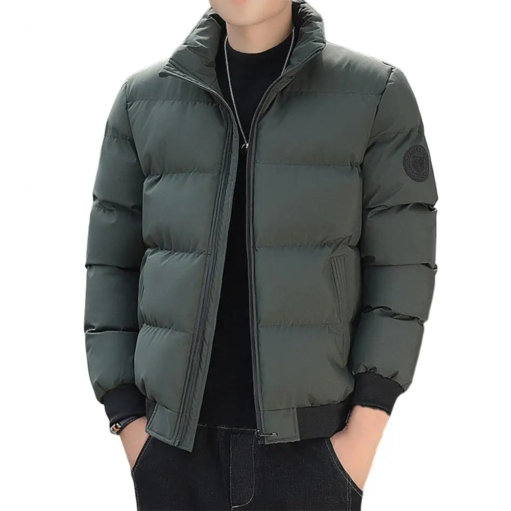 Veste en coton rembourrée pour homme, manteau à manches longues, col montant, fermeture éclair, grandes tailles, résistant au froid, poches épaisses, parka à la mode