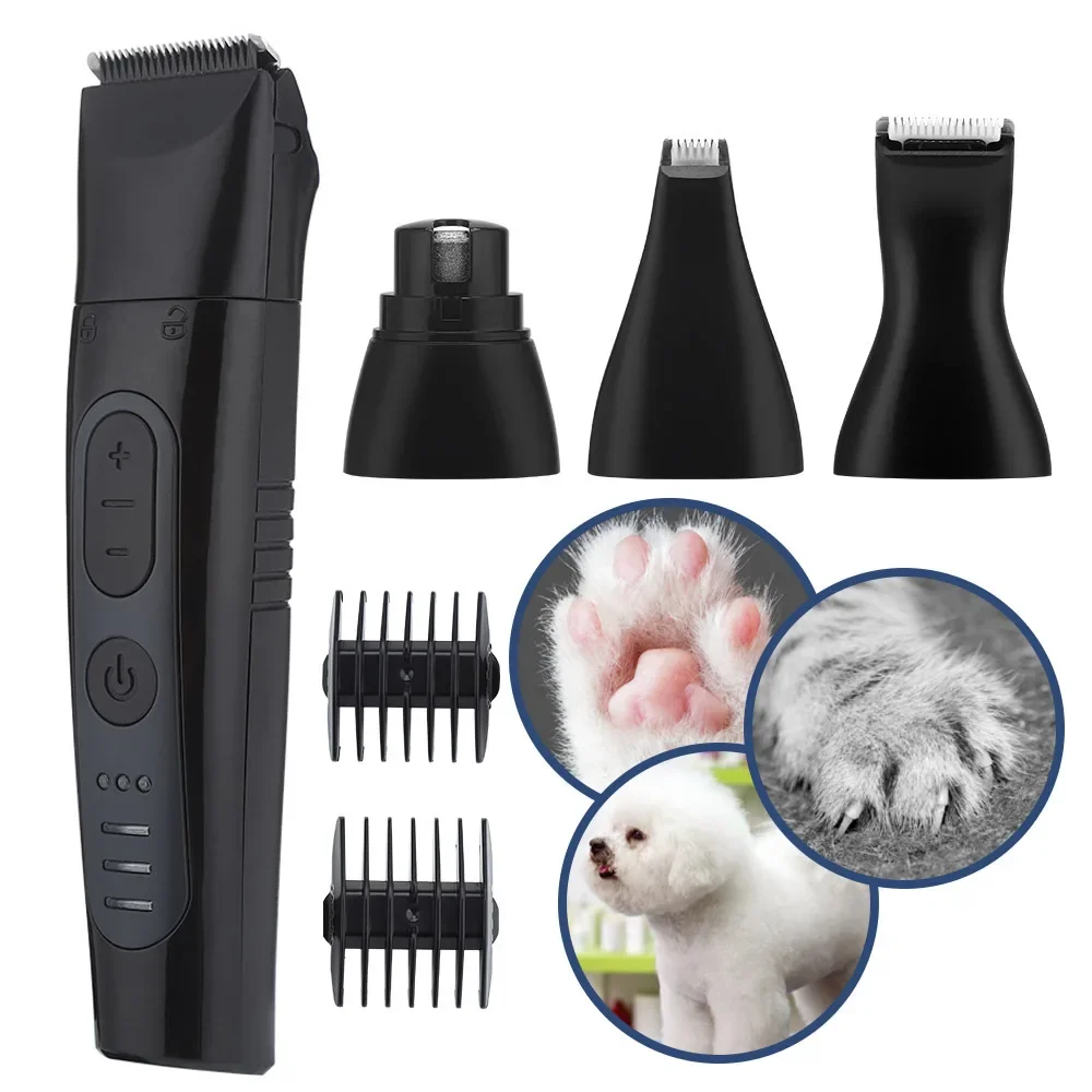 4-in-1 Pet Hair Remover Electric Dog Hair Clipper + Nail Grinder Grooming Trimmer | Professional for Dogs Cats | USB Rechargeabl