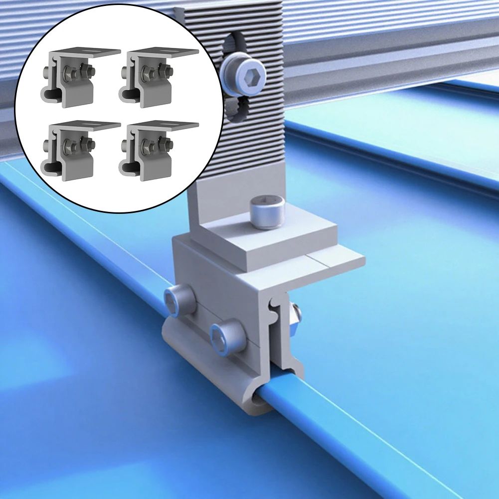 1/4pcs Solar Panel Seam Clamp Aluminum Alloy Standing Solar Seam Clamp Pv For Roof Fixing Mounting Sheet Solar Panel Rack Rack