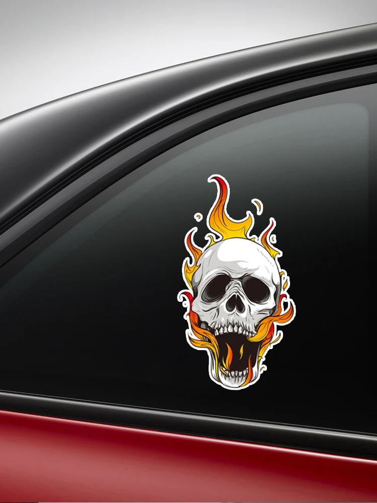 V59# Car Sticker Cool Skull Flames Waterproof Vinyl Decal Car Accessories Pegatinas Para Coche DIY Car Styling