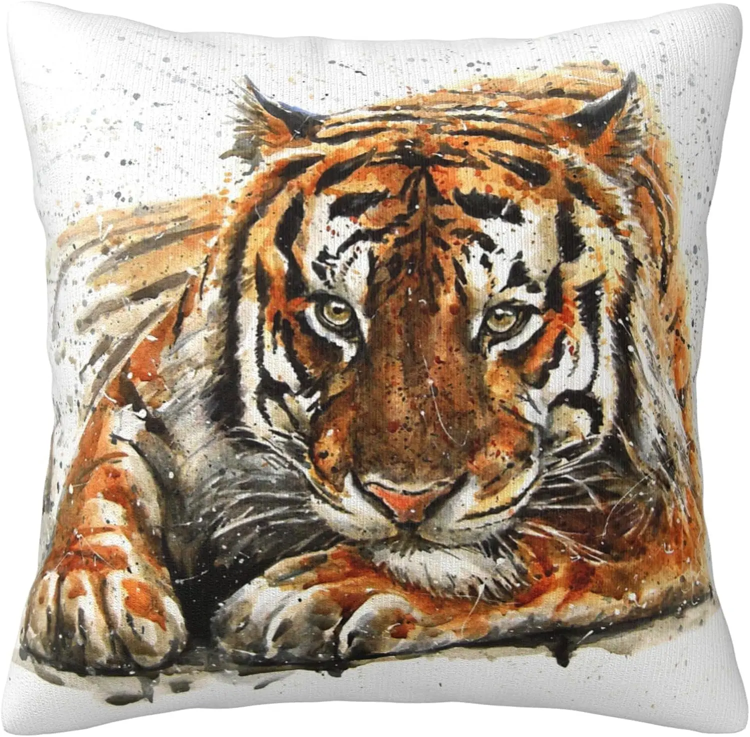 Decorative Throw Pillow Cover 18x18 in Tiger Pillow Covers Animal Print Cushion Cover Modern Art Decor Square Pillowcase for Sof