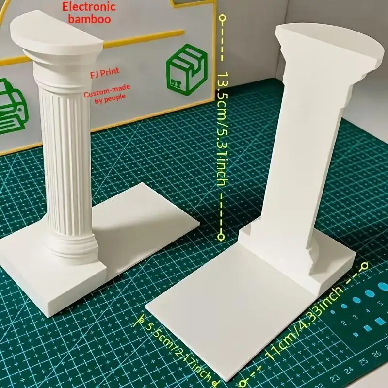 3D Printed Column Book Stand 2 Pack Minimalist Decorative Bookends High Quality Desktop Organizer for Student School Use