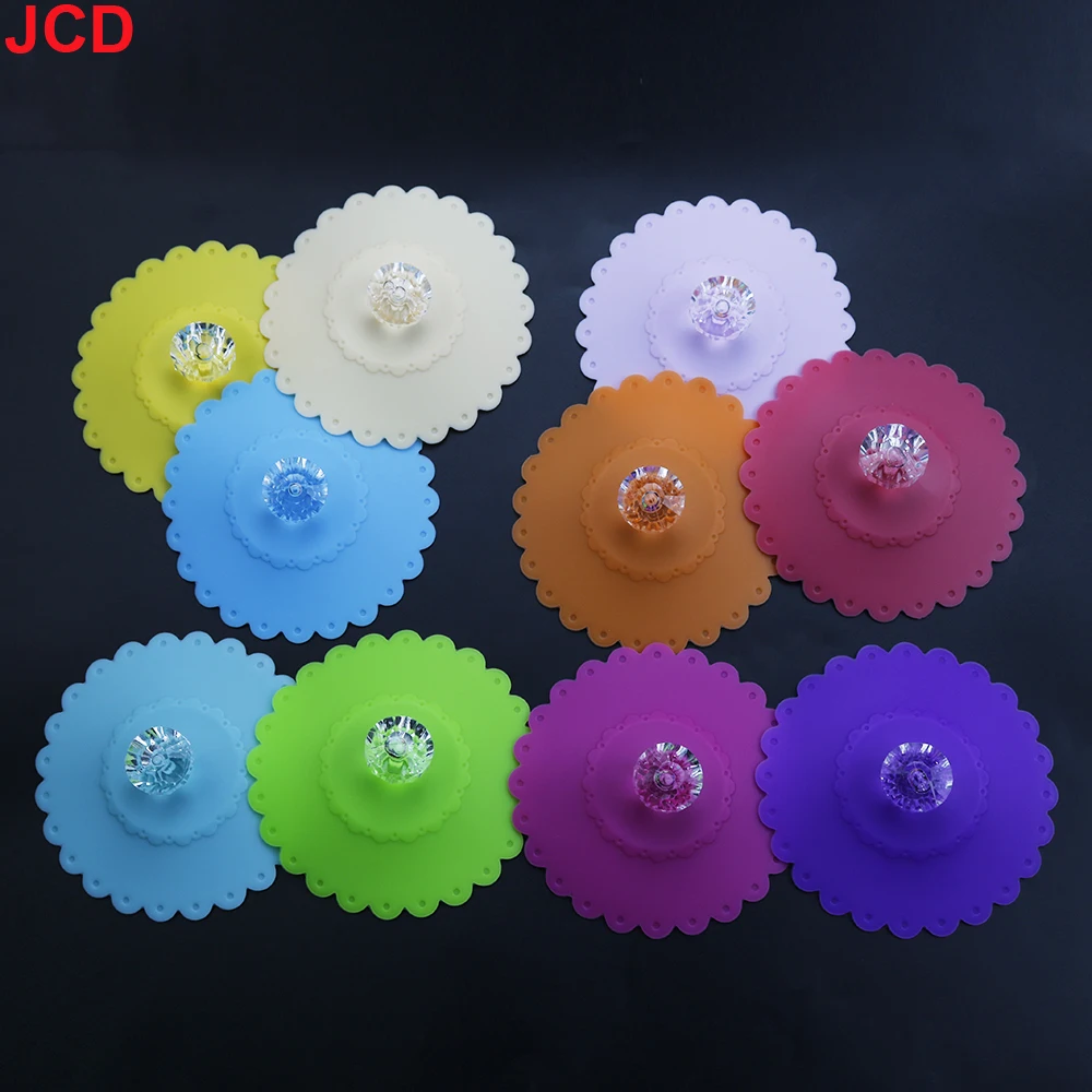 JCD Reusable Silicone Cup Cover with Artificial Diamonds Anti-dust Thermal Insulation Cup Lid Seals Mugs Cover Drinkware Parts