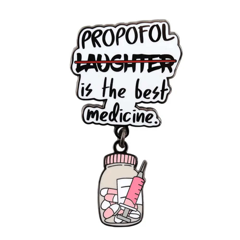 Laughter Is The Best Medicine Funny Medical Brooch Pill Bottle Pendant Badge Humorous Enamel Decorations Gifts