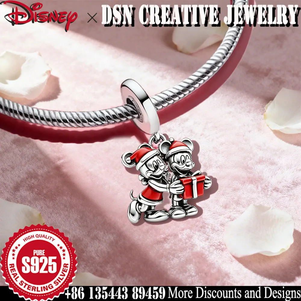 

DSN creative Jewelry 925 Sterling Silver Charm Mickey and Minnie Christmas Gifts Pendant female Exquisite luxury Jewelry gift