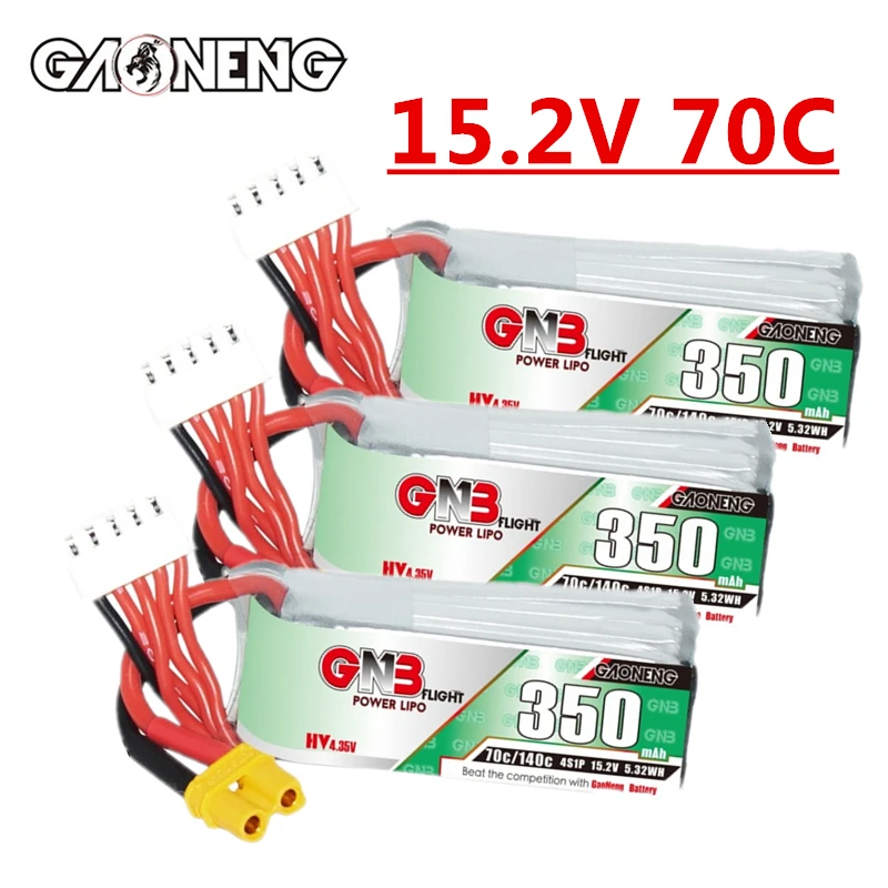 Batterie Lipo pour Drone RC FPV GNB 4S1P, 15.2V, 350mAh, pour Mini Quadcopter FPV, Modèle d'Avion UAV, Hélicoptère 70C 15.2V