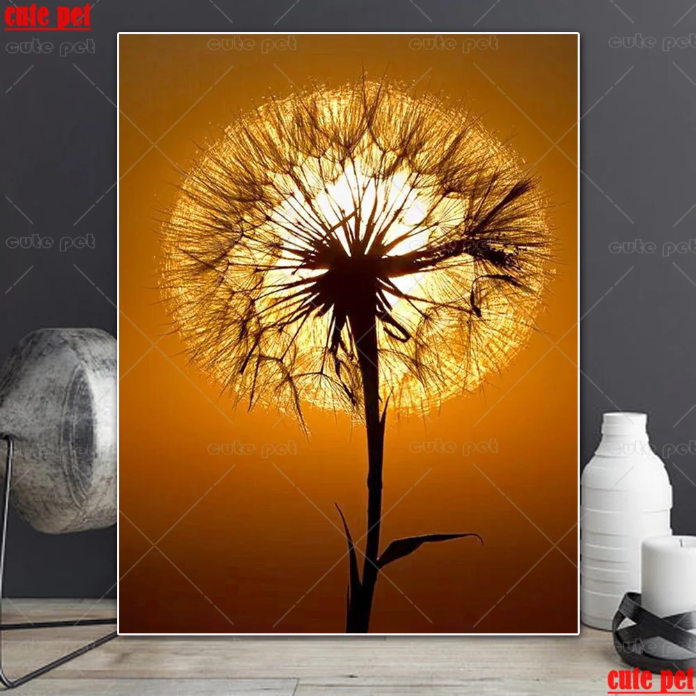 Full square round Drill puzzle diamond painting Plant dandelion Cross Stitch pattern 5D rhinestone mosaic diamond inlaid decor