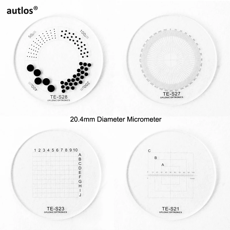 20.4mm Optical Glass Eyepiece Reticle Microscope Ocular Micrometer Slides for Olympus CX22 CX31 CX41 CKX Series Ocular Graticule