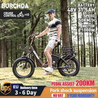 BURCHDA-U8 adult Electric bike, snowmobile, 1000W, 48V, 31.5 Ah, Li-ion battery, 4.0fatbike, 2025, 45 km/h, new, bike ATV