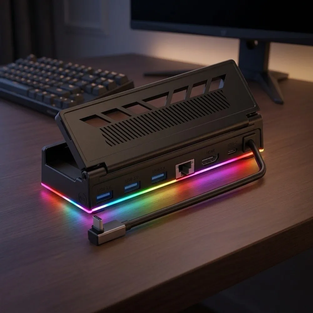 For RGB Charging Docking-Station For Steam Deck For ROG X 4K Fast Charging Projection Base Stand Hub Holder Docking For Gaming