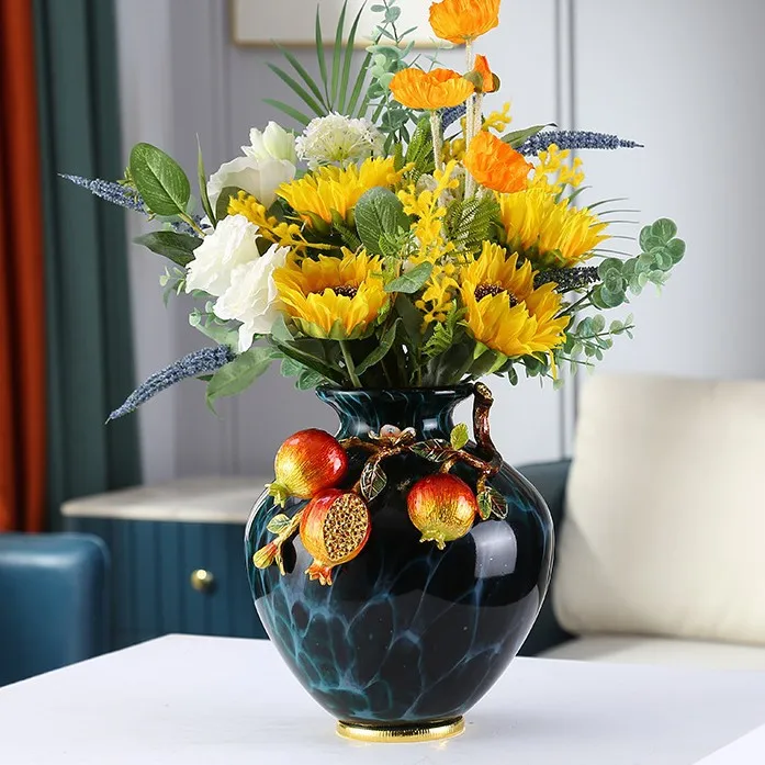 DSA enamel color light luxury vase ornament high-end creative living room entrance home ornament TV cabinet decorative vase