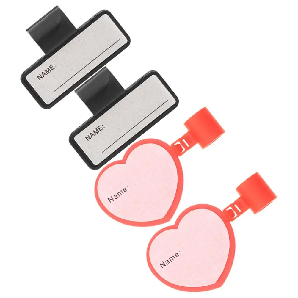 

4Pcs Nurse Name Tag Stethoscope Accessories ID Clip Material Heart Rectangular Shaped Bright Color Easy Identification