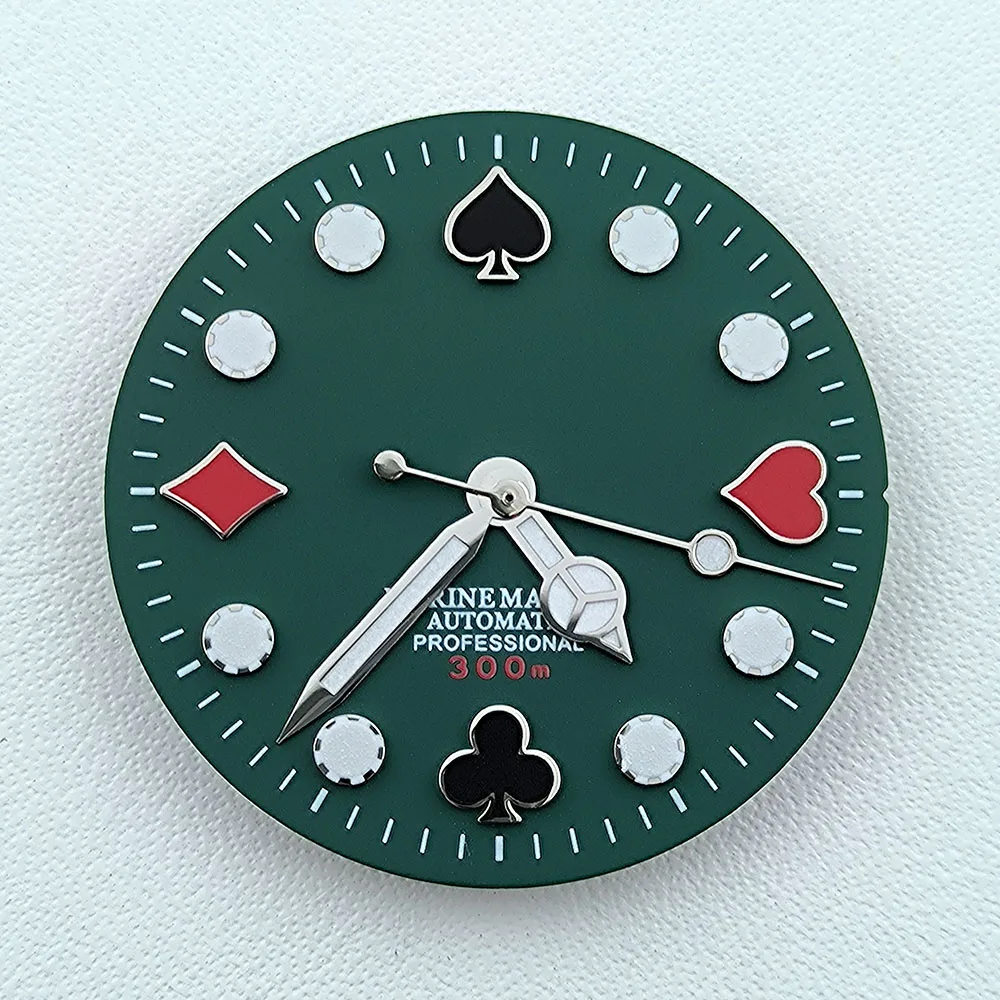 Циферблат NH35, 28,5 мм, индивидуальный логотип, зеленый светящийся циферблат, подходит для NH35 NH36, аксессуары для часов с механизмом, инструменты для ремонта