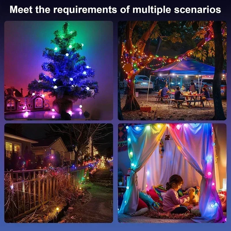 USB RGBIC Fairy String Light z aplikacją Bluetooth i pilotem zdalnego sterowania LED Lighting Strings Wodoodporny drut PVC Christmas Party DIY