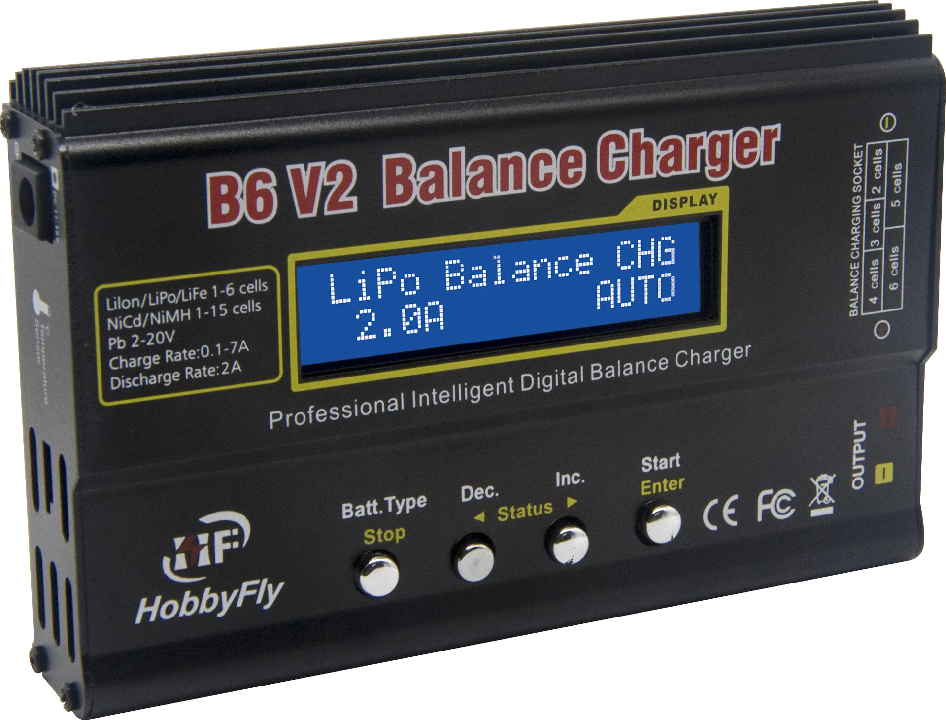 B6V2 Intelligent Balance Charger 80W 7A Professional Digital Lipo Discharger for Li-ion Lipo LiFe NiCd NiMH LiHV PB Battery