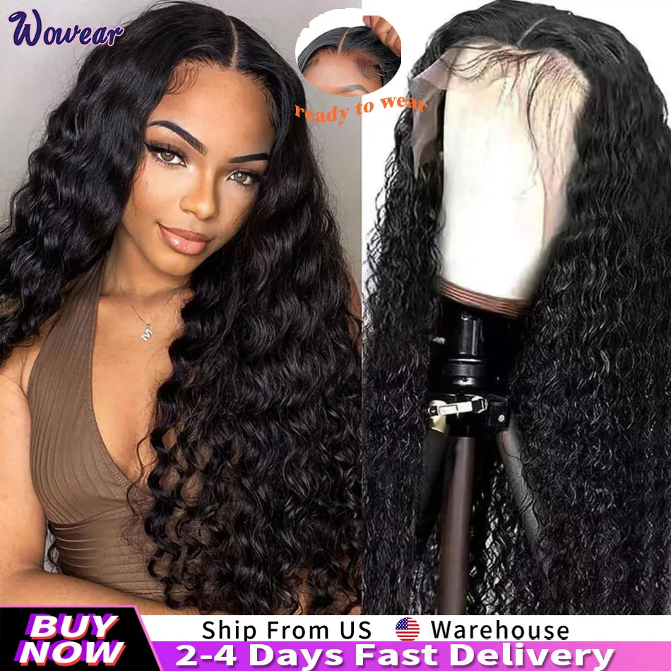 

Парик с глубокой волной и фронтальной HD-сеткой, без клея, 13x4, 4x4, с водной волной, кудрявый, из натуральных человеческих волос, 30 дюймов, парик с фронтальной сеткой из натуральных волос