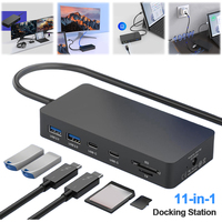 11 in 1 For Microsoft Surface Dock W/ 3 USB +2 USB C Port PD 100W + 5Gbps Data HDMI-Compatible Type C Hub for Surface Laptop 5