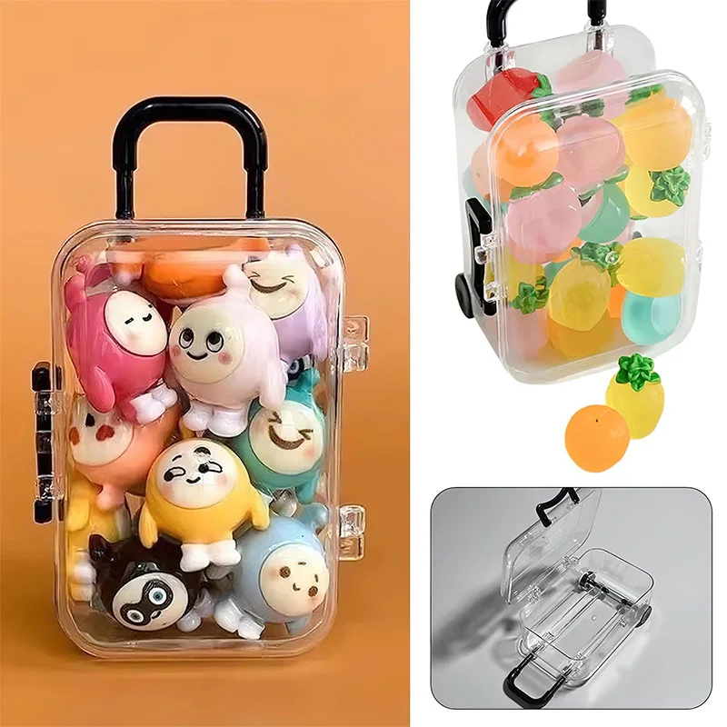 Mini-Koffer Transparente Kunststoff-Aufbewahrungsbox, Tragbarer Desktop-Organizer mit Deckel, Niedlicher Durchsichtiger Kleiner Behälter für Schmuck