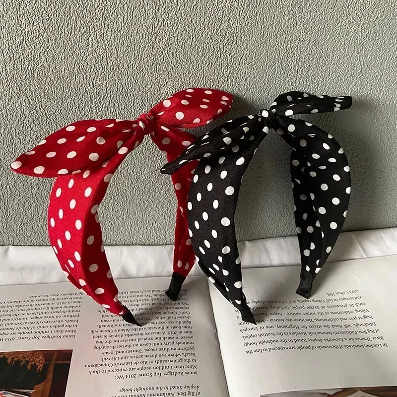 

Fashion Trend Women's Wide Headband Bow Knot Cross Sweet Korean Style Polka Dot Hairband Cute Hoop Headwear Hair Accessories