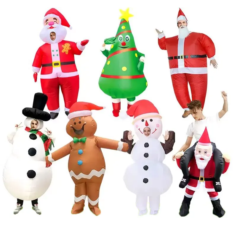 Trajes infláveis do Natal, Santa Gingerbread Man, Cosplay Set, Vestido dos desenhos animados, Festa, Novo, 2023