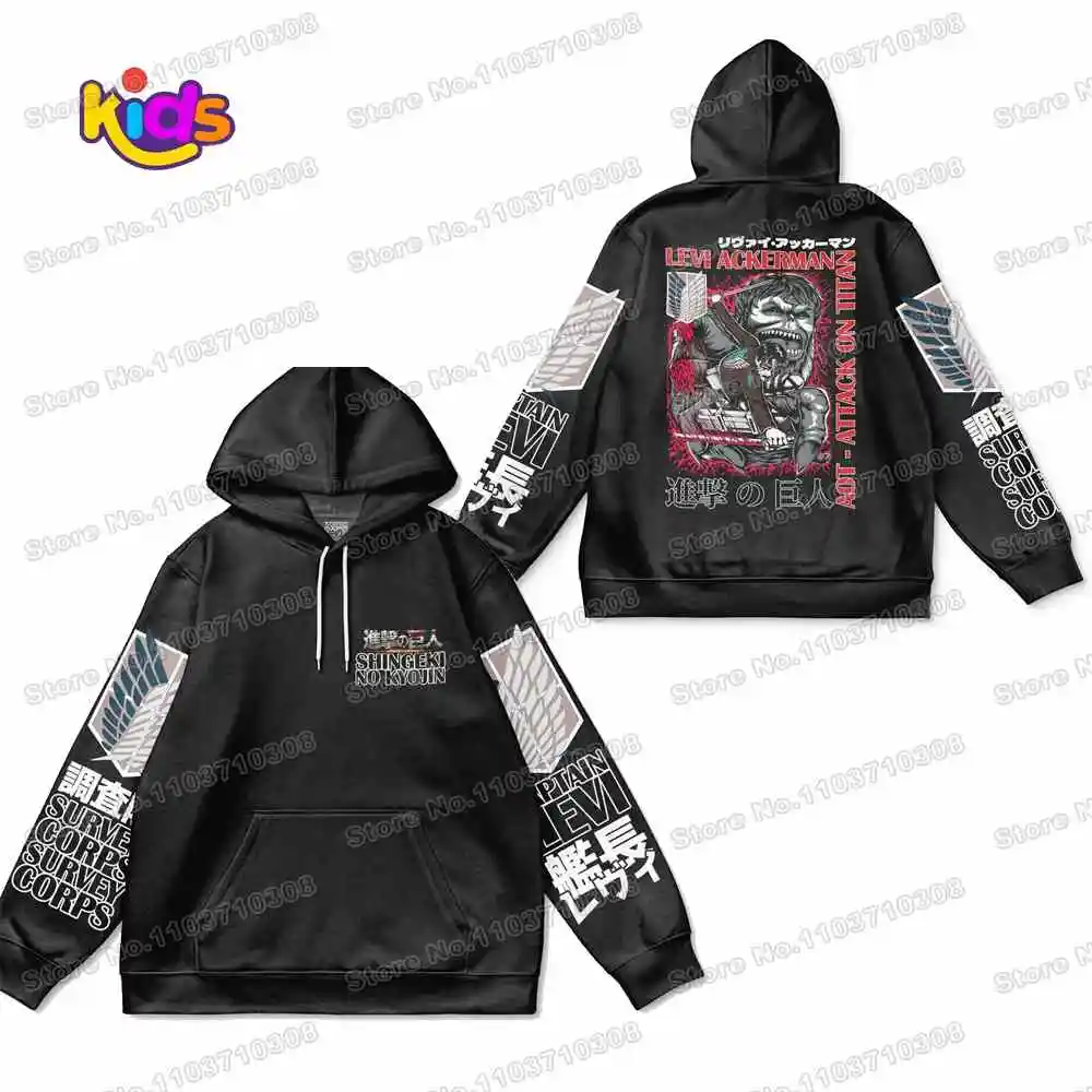 Warm Running Sportswear Attack on Titans-Hoodie Anime Fishing Camping  Kids's Hoodie Harajuku Autumn Winter Streetwear Clothe