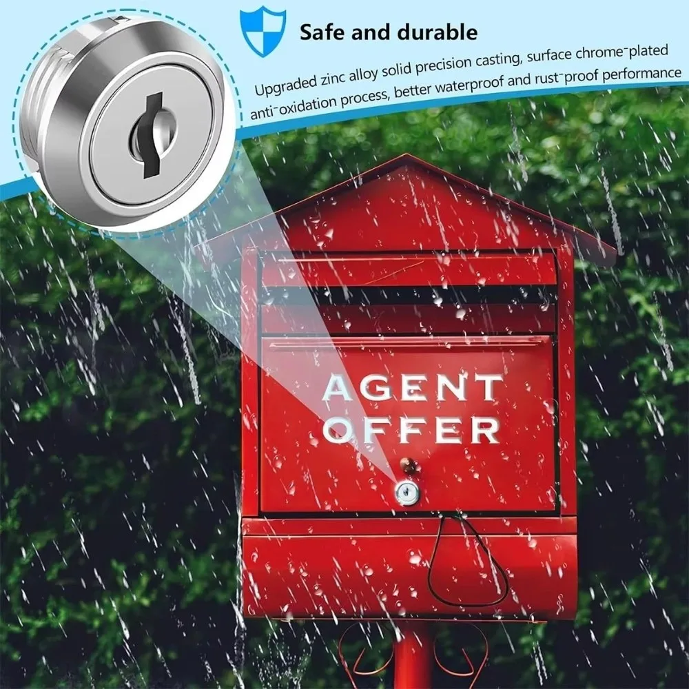 Portable Single Open Cabinet Lock Metal Cabinet Silver Cam Lock with 2 Keys Easy Replacement Door Lock Mailbox