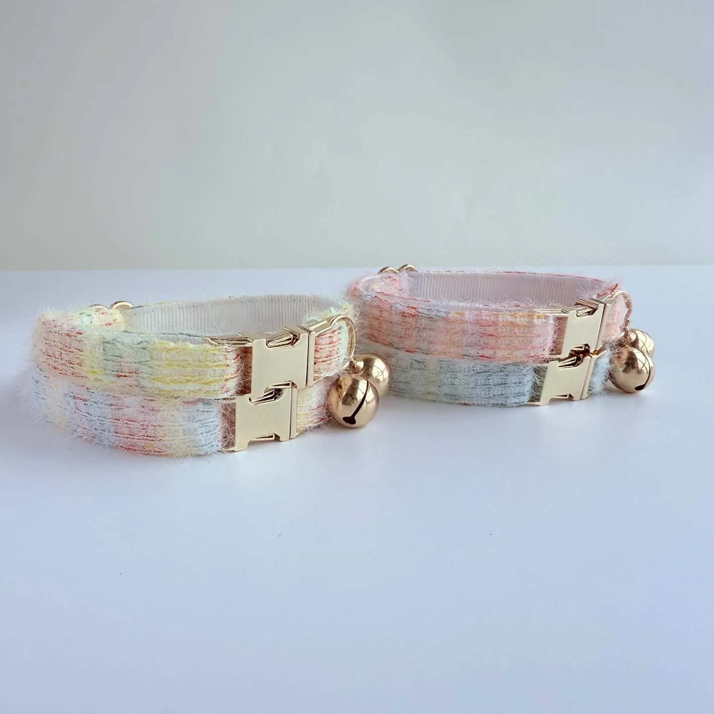Personalized Name Ombre Soft Knitted Cat Collar Breakaway Safety Adjustable Kitten Collar with Bell Lightweight Stylish view 3