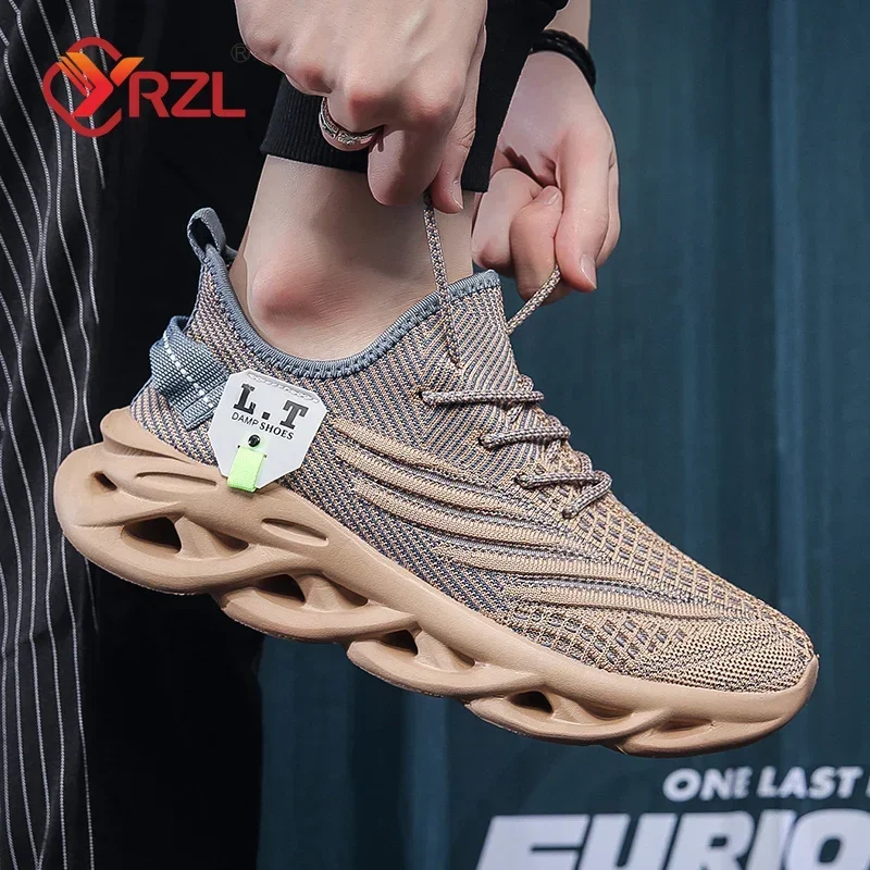 YRZL Sports Running Men Black Jogging Shoes Casual Sneakers Outdoor Breathable Mesh Women Light Shock-absorption Sneakers Men