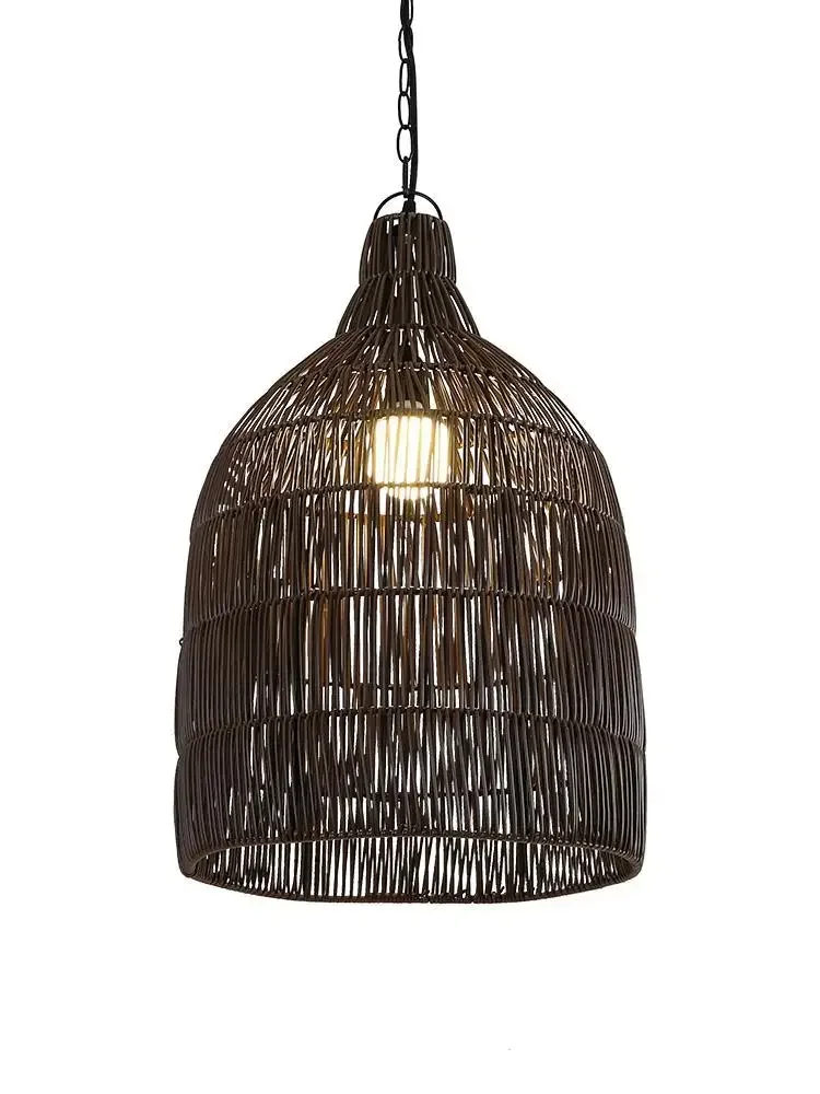 

Outdoor waterproof chandelier, retro pastoral simulation rattan weaving, balcony light courtyard, garden landscape