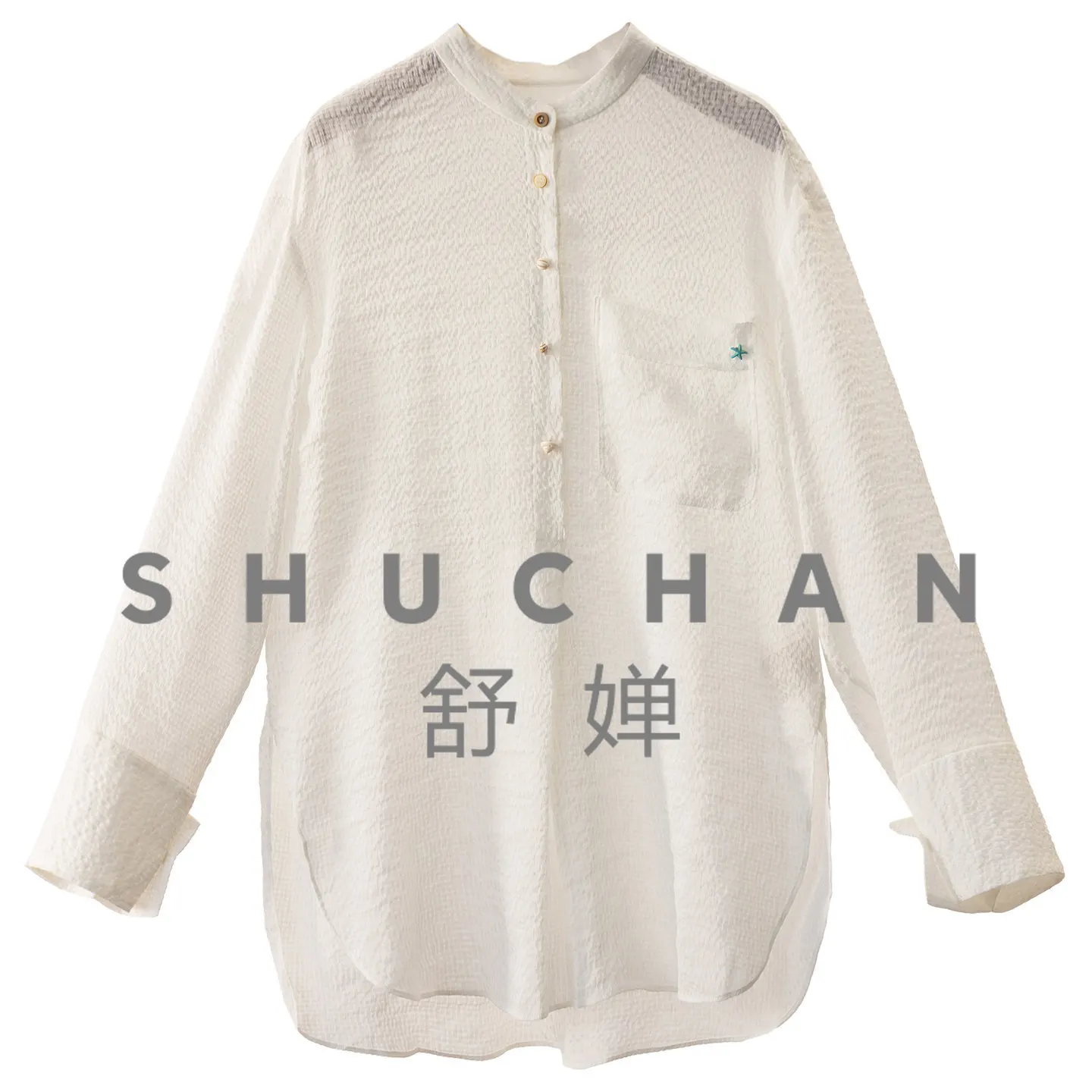 

Haute Couture Silk Linen, Blouse Thin Summer Luxury 5K + Bubble Crepe Linen Sunshade Shirt Women's 25M6