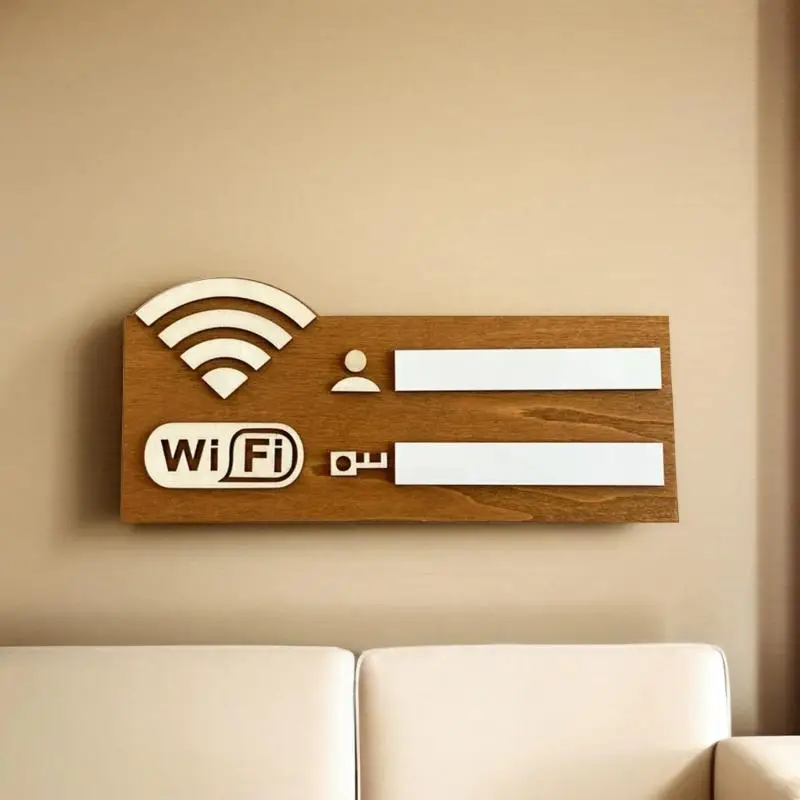 New 1pc Rustic Wooden WiFi Password Sign Wall-Mounted Wireless Network Indicator Plaque Multi-Purpose Home Decor Accessory