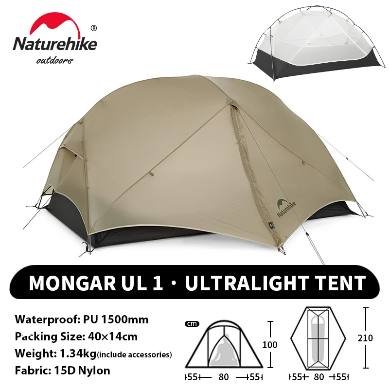 Naturehike Mongar Pro UL Campingtent 20D Nylon 1 2 3 personen Toeristische wandeltent Regenbestendig outdoor bergbeklimmen Zonnescherm