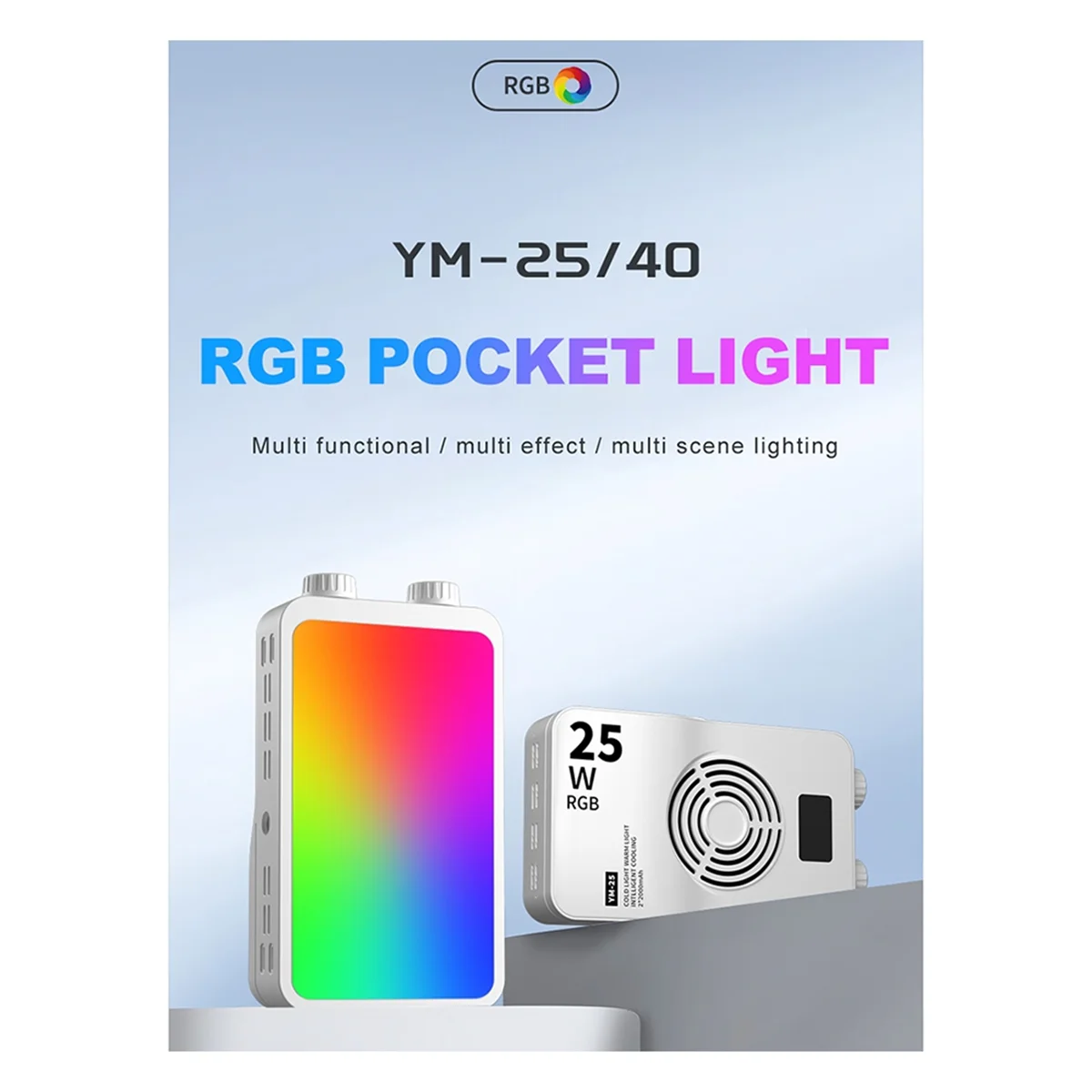 ABPS 25W RGB Full-Color Fill Light Photography Phone Video Filming Live Streaming Video Light Portable Video Lighting