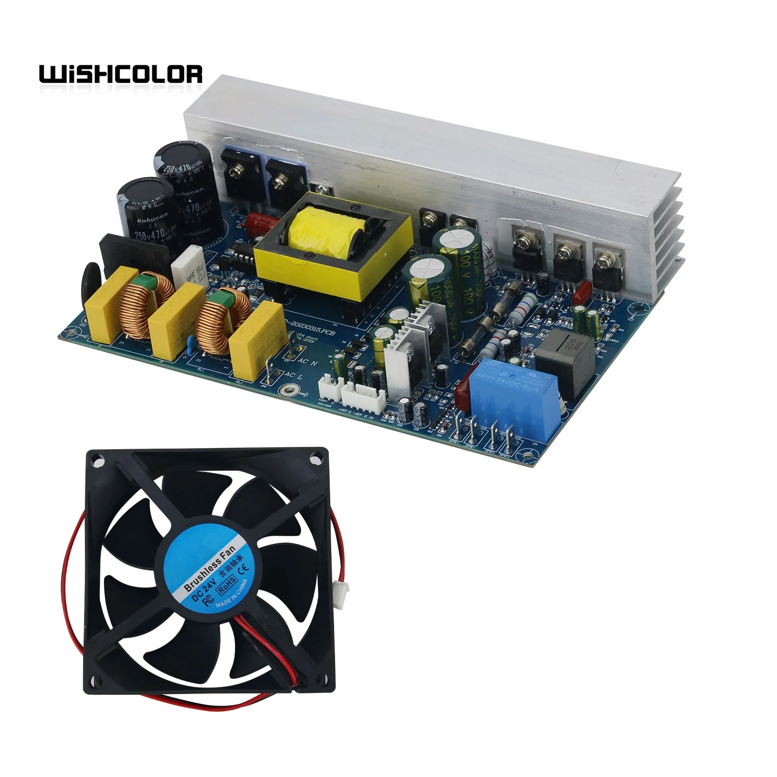 

Wishcolor 1000W Class D High Power Mono Digital Power Amplifier Board with Switching Power Supply and Cooling Fan